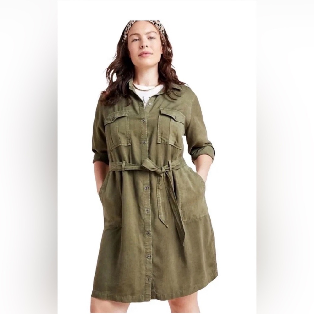 Anthropologie Cloth & Stone Women’s Army Green Shirt Dress Tunic Size Small